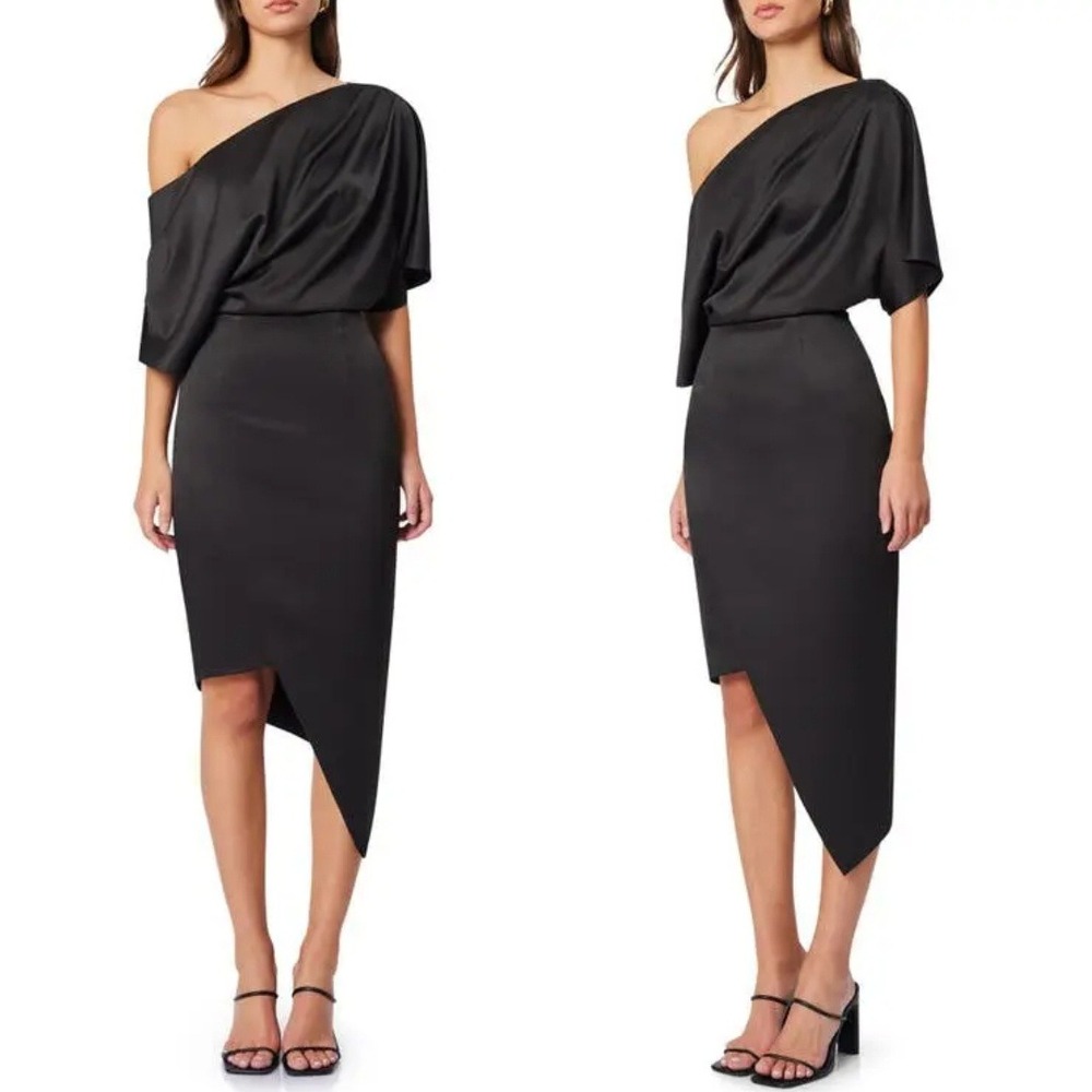 NWT‎ Elliatt Black Carson One Shoulder Satin Dress
